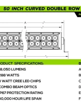 ZROADZ Black Mild Steel Front Roof LED Kit w/ (1) 50 Inch ZROADZ LED Curved Double Row Light Bar Chevrolet Silverado 1500 LTD 2022                                     - Z332281-KIT-C - Image 8