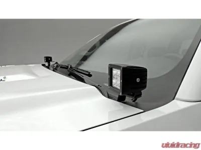 ZROADZ Black Mild Steel Hood Hinge LED Kit w/ (2) 3 inch ZROADZ LED Pod Lights Chevrolet Silverado 2500HD | 3500HD 2020-2023 - Z361231-KIT2