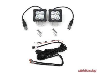 ZROADZ Black Mild Steel Hood Hinge LED Kit w/ (2) 3 inch ZROADZ LED Pod Lights Chevrolet Silverado 2500HD | 3500HD 2020-2023 - Z361231-KIT2