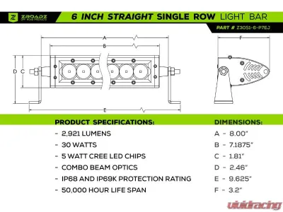 ZROADZ Black Mild Steel Rear Bumper LED Kit w/ (2) 6 inch ZROADZ LED Straight Single Row Light Bars Chevrolet Silverado 2500HD | 3500HD 2020-2023 - Z381331-KIT