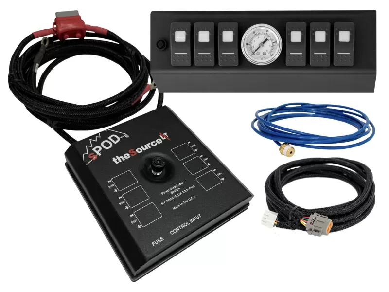 sPOD SourceLT w/ Air Gauge & Red LED Switch Panel Jeep Wrangler JK 2009-2018 - 873095