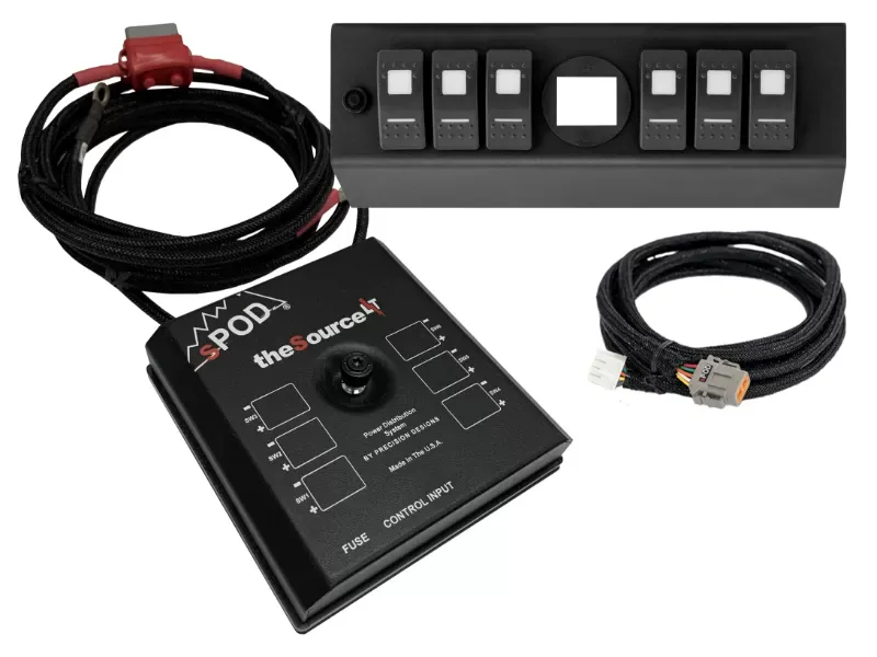 sPOD SourceLT Switch Panel w/ Genesis Adapter Green LED Jeep Wrangler JK 2007-2008 - SLG0708JKG