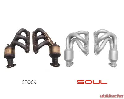 Soul Performance Long Tube Street Headers| HJS 200 cell catalytic converters Porsche 987.1 Cayman | Boxster 2005-2008 - POR.9871.STH