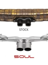 Soul Performance Center Muffler Bypass Exhaust 4" Slash Cut Single Wall Tips Signature Satin Porsche 991.1 | 991.2 GT3 2014+                                     - POR.991GT3.CMB.SLT - Image 2