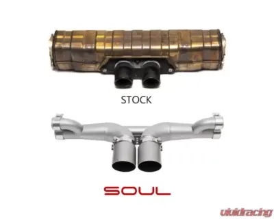 Soul Performance Center Muffler Bypass Exhaust 4" Slash Cut Single Wall Tips Signature Satin Porsche 991.1 | 991.2 GT3 2014+ - POR.991GT3.CMB.SLT