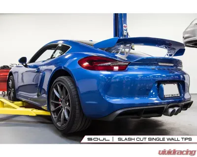 Soul Performance Performance Exhaust System Slash Cut Single Wall Tips Titanium Porsche 981 GT4 | Spyder 2015-2016 - POR.GT4.ESX.SLTT