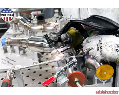 Soul Performance Resonated Muffler Bypass Exhaust 4" Dual Wall Slash Cut Tips Brushed Porsche Macan 2.0T 2016-2018 - POR.MAC2.MB.SLT.BR