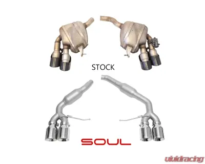 Soul Performance Resonated Muffler Bypass Exhaust 4" Dual Wall Slash Cut Tips Signature Satin Porsche Macan S 2014-2018 - POR.MAC3.MB.SLT
