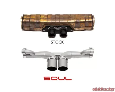 Soul Performance Center Muffler Bypass Exhaust w/ 4 inch Straight Cut Single Wall Satin Black Tip Porsche 991 GT3/GT3 RS | 911R 2014+ - POR.991GT3.CMB.SWTB