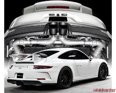 Soul Performance Center Muffler Bypass Exhaust w/ 4 inch Straight Cut Single Wall Satin Black Tip Porsche 991 GT3/GT3 RS | 911R 2014+ - POR.991GT3.CMB.SWTB