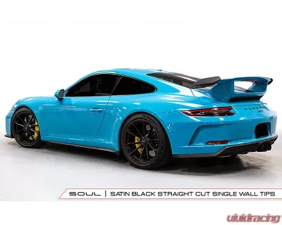 Soul Performance Center Muffler Bypass Exhaust w/ 4 inch Straight Cut Single Wall Satin Black Tip Porsche 991 GT3/GT3 RS | 911R 2014+ - POR.991GT3.CMB.SWTB