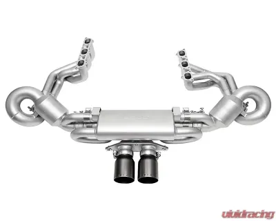 Soul Performance 4" Cut Single Wall Tip Satin Black Soul Valved Exhaust Package w/ Catted HJS HD 200 Cell Catalytic Converters Porsche 992 GT3 2022+ - POR.992GT3.VPKGS.SLT4B