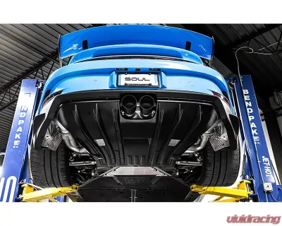 Soul Performance 4" Cut Single Wall Tip Satin Black Soul Valved Exhaust Package w/ Catted HJS HD 200 Cell Catalytic Converters Porsche 992 GT3 2022+ - POR.992GT3.VPKGS.SLT4B