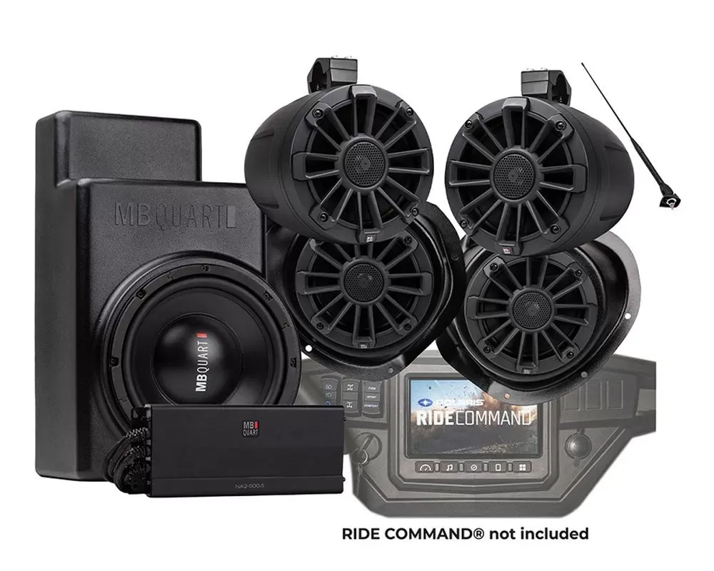 MB Quart Five Speaker 500 Watt Stage 5 Audio System Polaris General (w/ Ride Command) 2016+ - MBQG-STG5-RC-1
