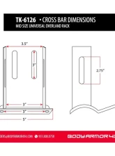 Body Armor 4x4 UNIVERSAL OVERLAND RACK CROSS BARS FOR TK-6125(FULL SIZE)                                     - TK-6126-CRSBAR - Image 3