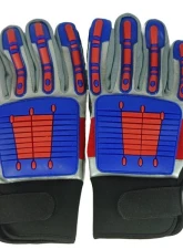 Granatelli Motorsports Off Road Style Work Gloves Red, Blue, Gray and Black X-Large                                     - 706529 - Image 2