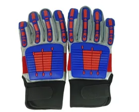 Granatelli Motorsports Off Road Style Work Gloves Red, Blue, Gray and Black Medium