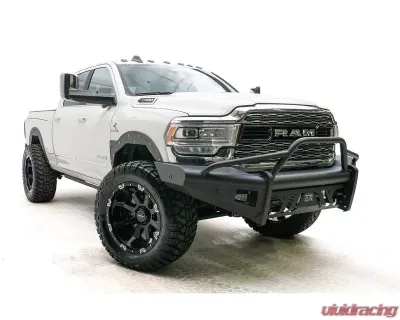 Fab Fours Black Powdercoated Black Steel Elite Front Bumper with Pre-Runner Guard and Sensor Dodge Ram 2500 | 3500 2019-2022 - DR19-Q4462-1