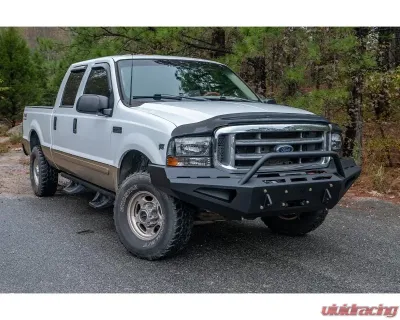 Fab Fours Black Powdercoated Red Steel Front Bumper with Pre-Runner Guard Ford Super Duty F-250 | F-350 1999-2004 - FS99-RS16621
