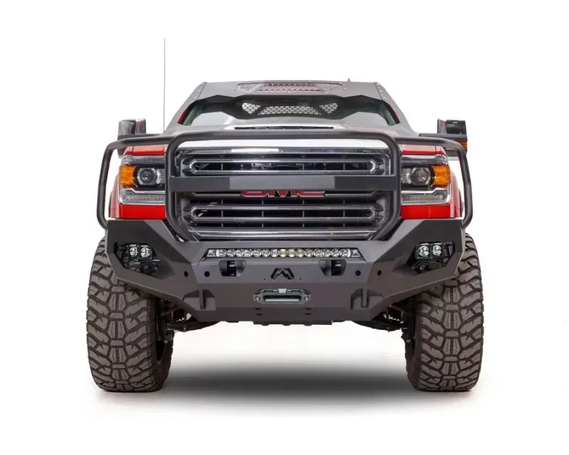 Fab Fours Black Powdercoated Matrix Front Bumper with Full Guard GMC 2500 | 3500 2015-2019 - GM15-X2850-1