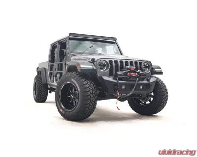 Fab Fours Black Powdercoated Stubby Bumper Jeep Gladiator | Wrangler 2018-2022 - JL18-B4751-1