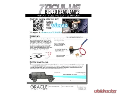 Oracle Lighting Oculus 7 Inch Switchback Bi-LED Projector Headlights Jeep Wrangler JK 2007-2018 - 5876-001