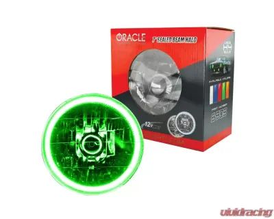 Oracle Lighting Pre-Installed 7 Inch Sealed Beam Halo Green Chevrolet | Ford | Jeep | Dodge | Mazda - 6905-004