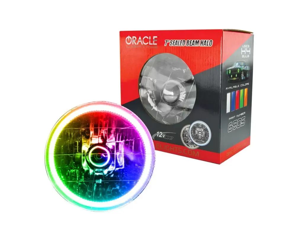 Oracle Lighting Pre-Installed 7 Inch Sealed Beam Halo ColorSHIFT Chevrolet | Ford | Jeep | Dodge | Mazda - 6905-333