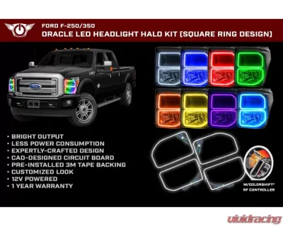 Oracle Lighting Ford F250/350 2011-2016 ORACLE ColorSHIFT Halo Kit (Square Ring Design) - 2383-330