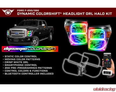 Oracle Lighting Dynamic ColorSHIFT Halo Kit Square Ring Design Ford F250 | 350 Super Duty 2011-2016 - 2383-332