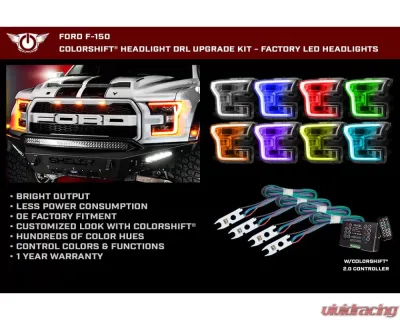 Oracle Lighting ColorSHIFT Headlight DRL Upgrade Kit w/ 2.0 Controller Ford F-150 2015-2017 - 2395-333