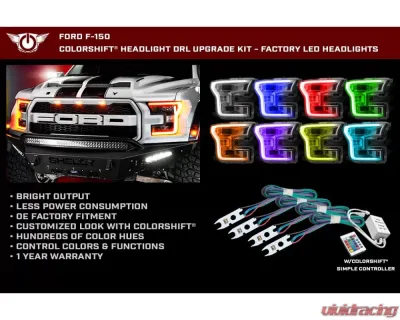 Oracle Lighting ColorSHIFT Headlight DRL Upgrade Kit w/ Simple Controller Ford F-150 2015-2017 - 2395-504