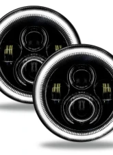 Oracle Lighting 7 Inch High Powered LED Headlights Black Bezel (Pair) White Halo Color Jeep 2007+                                     - 5769-001 - Image 6