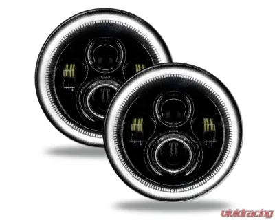 Oracle Lighting 7 Inch High Powered LED Headlights Black Bezel (Pair) White Halo Color Jeep 2007+ - 5769-001