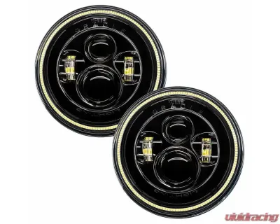 Oracle Lighting 7 Inch High Powered LED Headlights Black Bezel (Pair) White Halo Color Jeep 2007+ - 5769-001