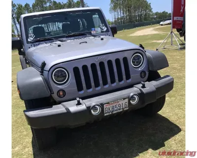 Oracle Lighting 7 Inch High Powered LED Headlights Black Bezel (Pair) White Halo Color Jeep 2007+ - 5769-001