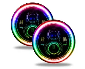 Oracle Lighting 7 Inch ColorSHIFT High Powered LED Headlights Black Bezel (Pair) w/ 2.0 Controller Jeep 2007+