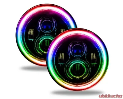 Oracle Lighting 7 Inch ColorSHIFT High Powered LED Headlights Black Bezel (Pair) w/ 2.0 Controller Jeep 2007+ - 5769-333