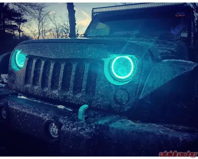 Oracle Lighting 7 Inch ColorSHIFT High Powered LED Headlights Black Bezel (Pair) w/ 2.0 Controller Jeep 2007+ - 5769-333