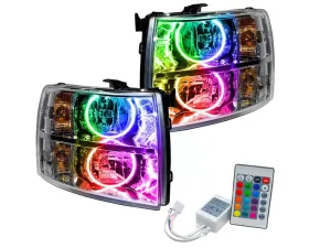 Oracle Lighting Pre-Assembled Halo Headlights ColorShift w/ Simple Controller SMD HL Chevrolet Silverado 2007-2013