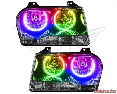 Oracle Lighting Pre-Assembled Headlights (Non Hid-Chrome) ColorShift - BC1 Led Halo Kit SMD HL Chrysler 300 Base V6 2005-2010 - 7016-335
