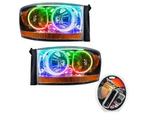 Oracle Lighting Pre-Assembled Halo Headlights (Chrome Housing) ColorShift w/ RF Controller SMD HL Dodge Ram 2006