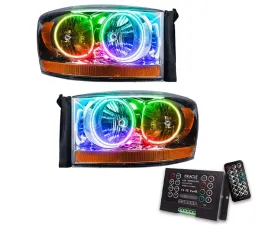 Oracle Lighting Pre-Assembled Halo Headlights (Chrome Housing) ColorShift w/ 2.0 Controller SMD HL Dodge Ram 2006
