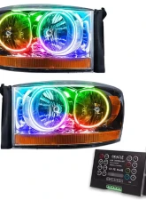 Oracle Lighting Pre-Assembled Halo Headlights (Chrome Housing) ColorShift w/ 2.0 Controller SMD HL Dodge Ram 2006                                     - 7032-333 - Image 5