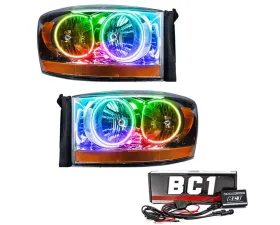 Oracle Lighting Pre-Assembled Halo Headlights (Chrome) ColorShift w/ BC1 Controller SMD HL Dodge Ram 2006