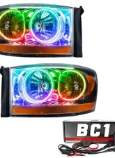 Oracle Lighting Pre-Assembled Halo Headlights (Chrome) ColorShift w/ BC1 Controller SMD HL Dodge Ram 2006                                     - 7032-335 - Image 5