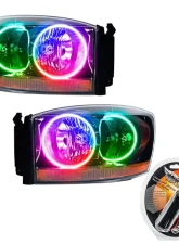 Oracle Lighting Pre-Assembled Halo Headlights (Black Housing) ColorShift w/ RF Controller SMD HL Dodge Ram 2006                                     - 7033-330 - Image 3