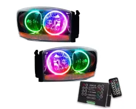 Oracle Lighting Pre-Assembled Halo Headlights (Black Housing) ColorShift w/ 2.0 Controller SMD HL Dodge Ram 2006
