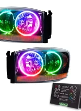 Oracle Lighting Pre-Assembled Halo Headlights (Black Housing) ColorShift w/ 2.0 Controller SMD HL Dodge Ram 2006                                     - 7033-333 - Image 3