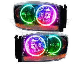 Oracle Lighting Pre-Assembled Halo Headlights (Black Housing) ColorShift w/ No Controller SMD HL Dodge Ram 2006
